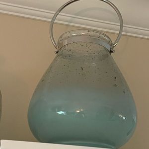 NWOT Pottery Barn Zinc Bubble Glass Hurricane Lantern - LARGE (1)